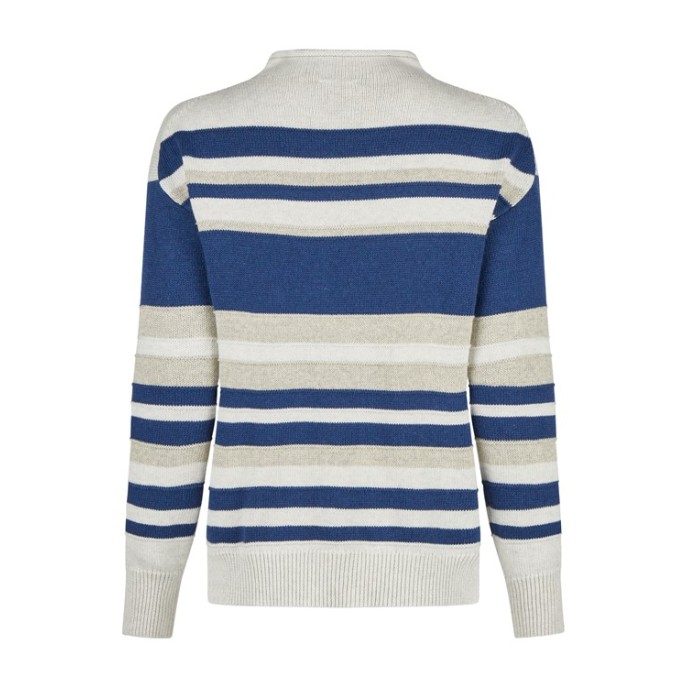 Barbara Lebek Pullover streep Blauw grijs